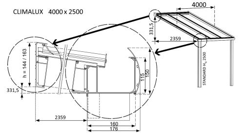 hliníková pergola SKYLUX CLIMALUX 7,0 x 3,5 m antracit + čirý PC