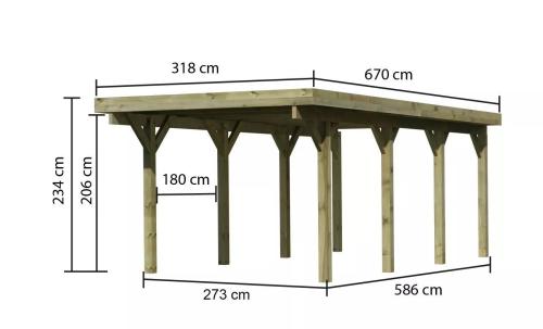 carport KARIBU CLASSIC 2A 61967 ocelové střešní plechy