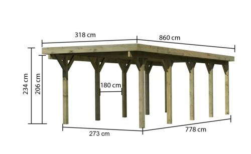 carport KARIBU CLASSIC 3A 61970 ocelové střešní plechy