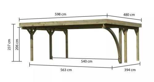 carport KARIBU CLASSIC 1B 61973 ocelové střešní plechy